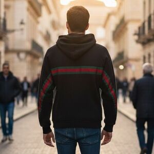 Le 31 par Simons GG Style Striped Trim Black Hoodie Size S